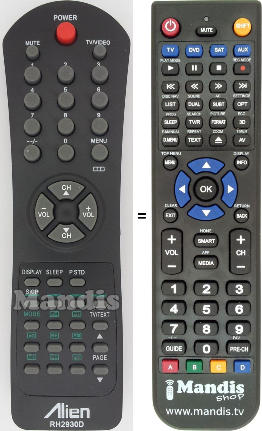 Replacement remote control RH2930D