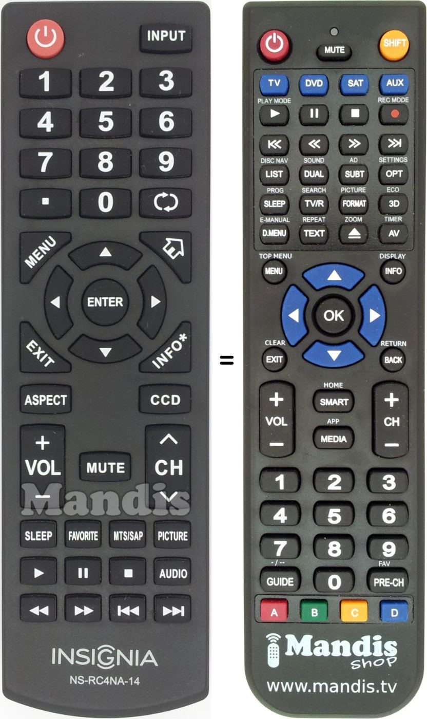 Replacement remote control NS-RC4NA-14