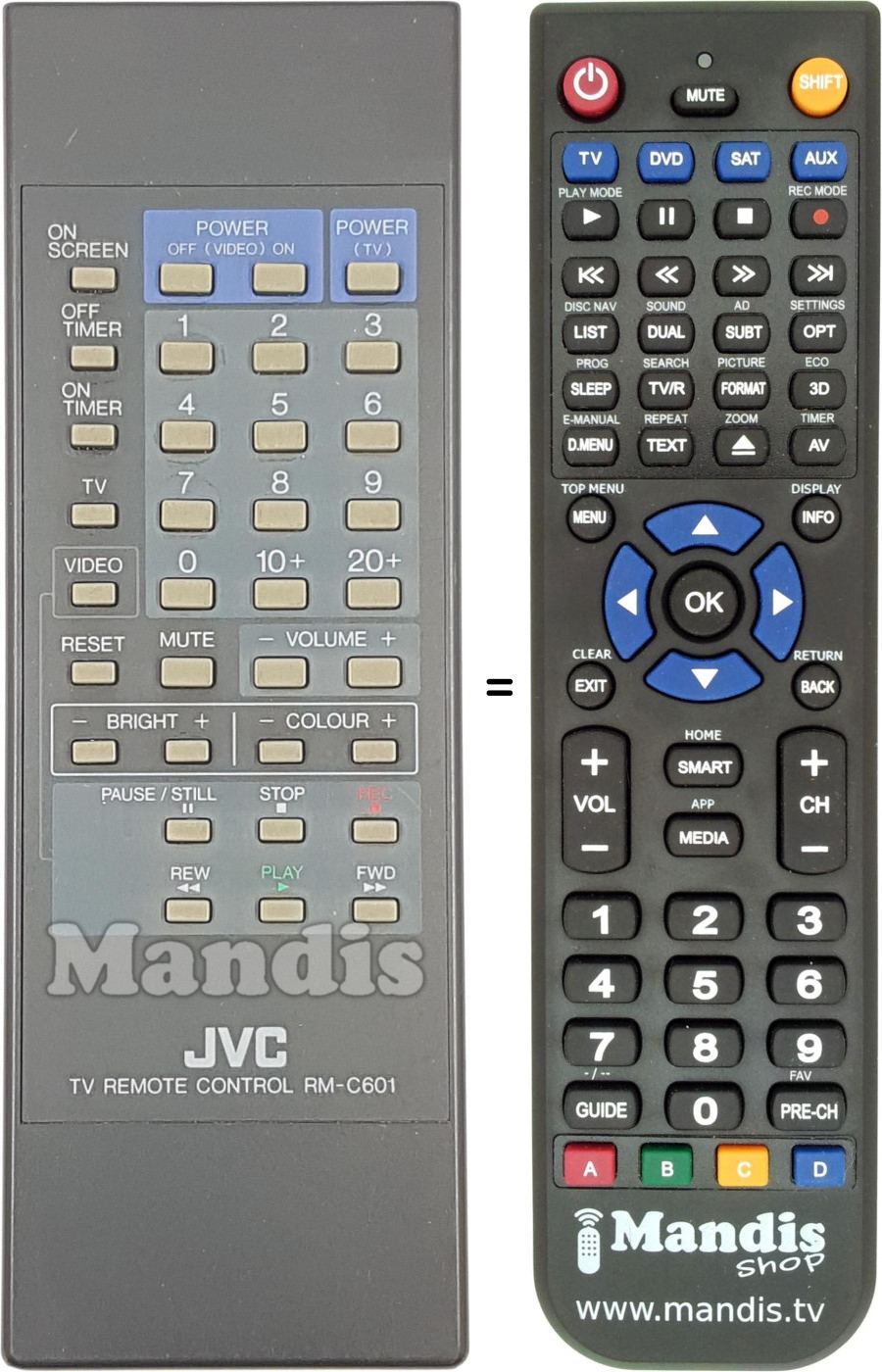 Replacement remote control JVC RM-C601