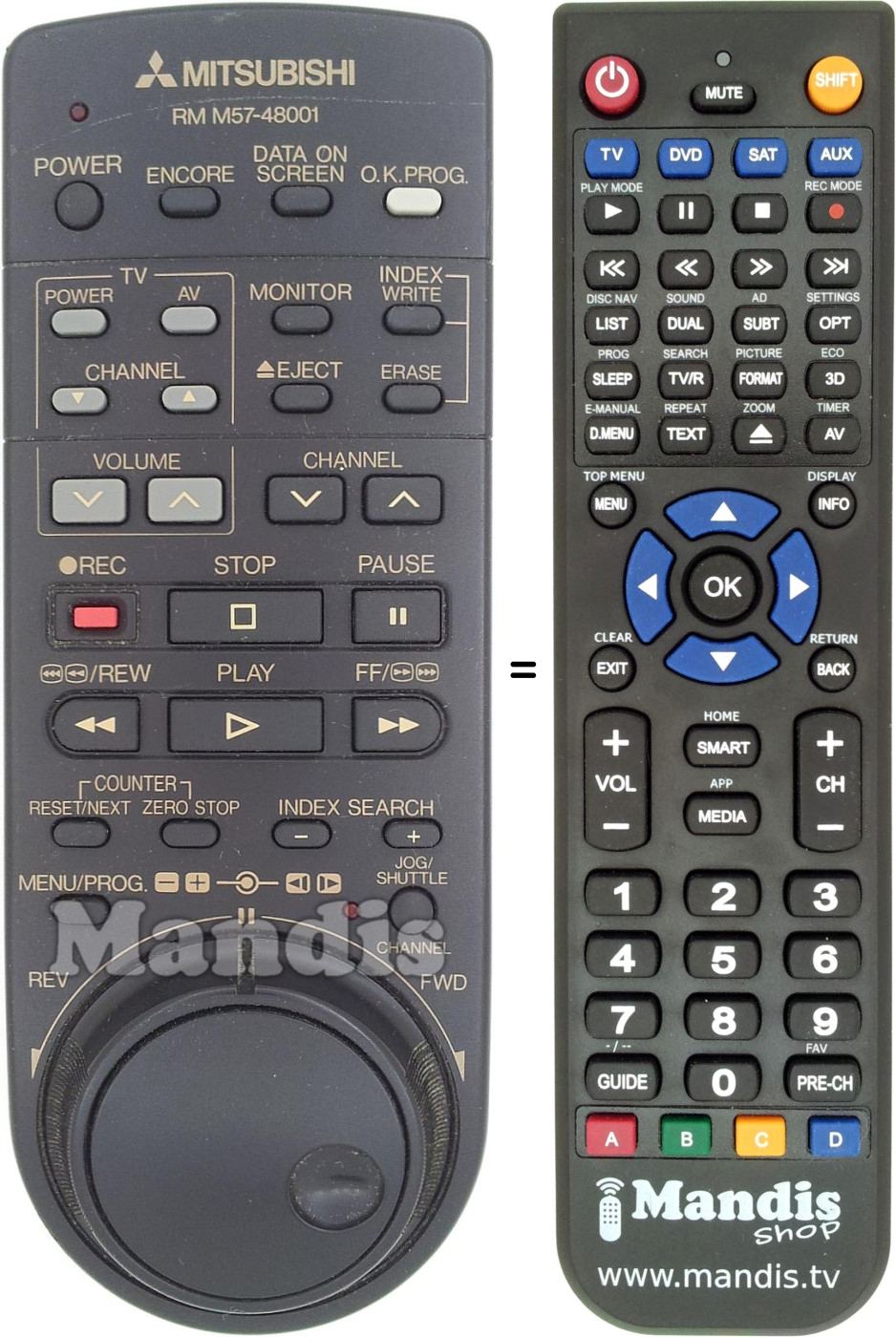 Replacement remote control RM M57-48001