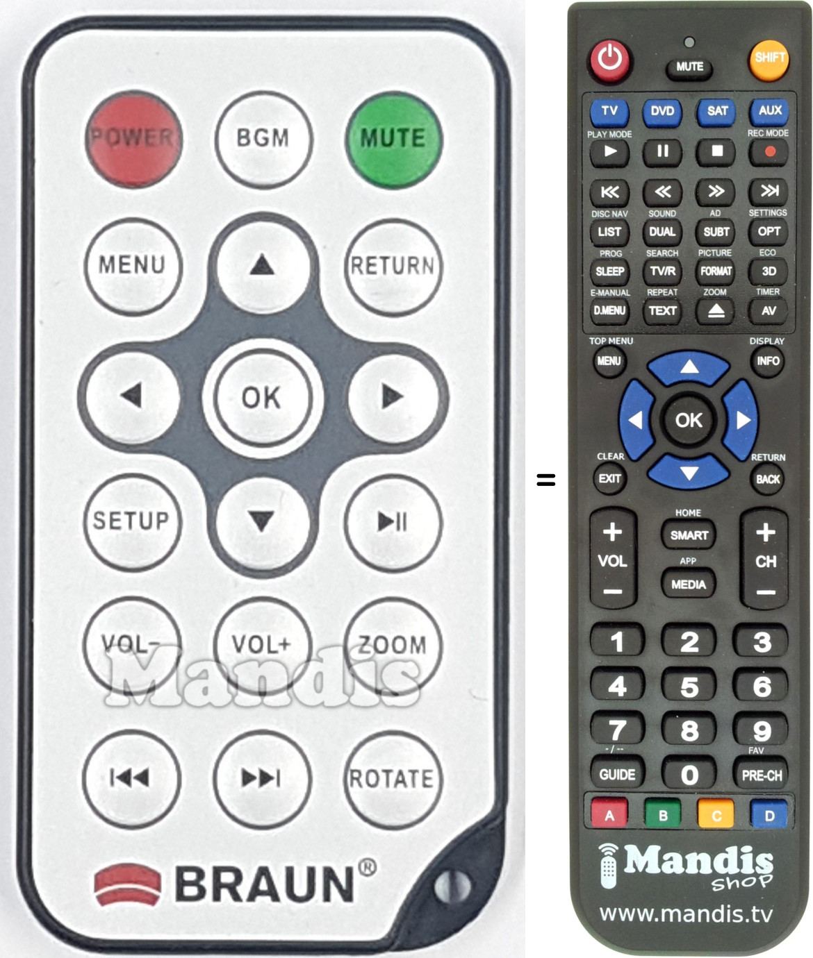 Replacement remote control BRAUN002