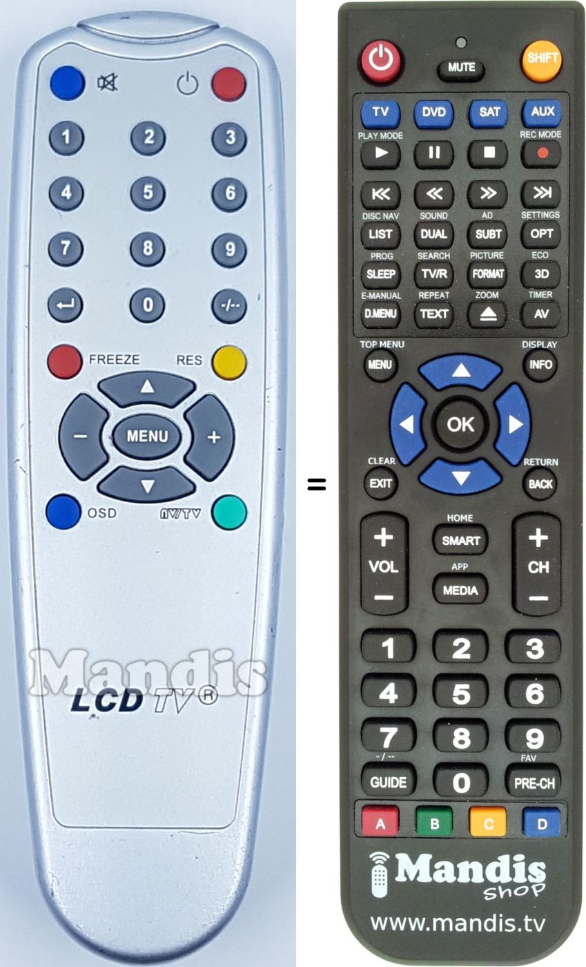 Replacement remote control LCDTV001