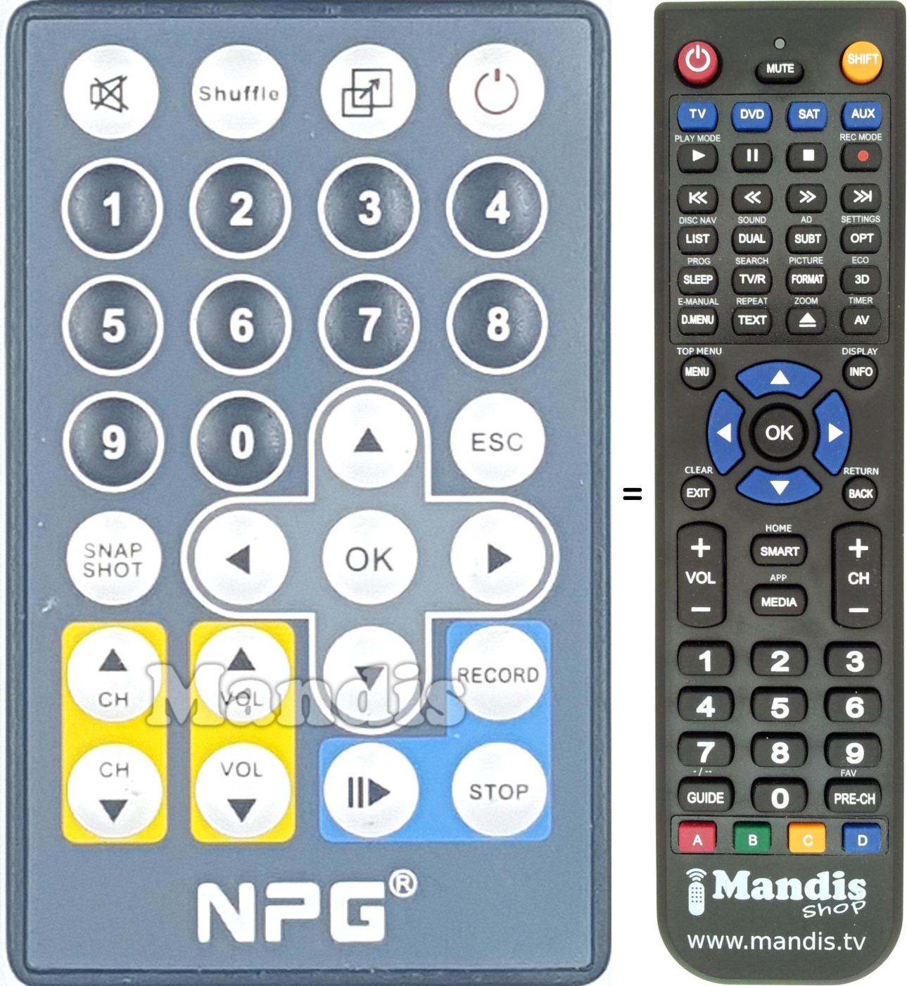 Replacement remote control NPG016