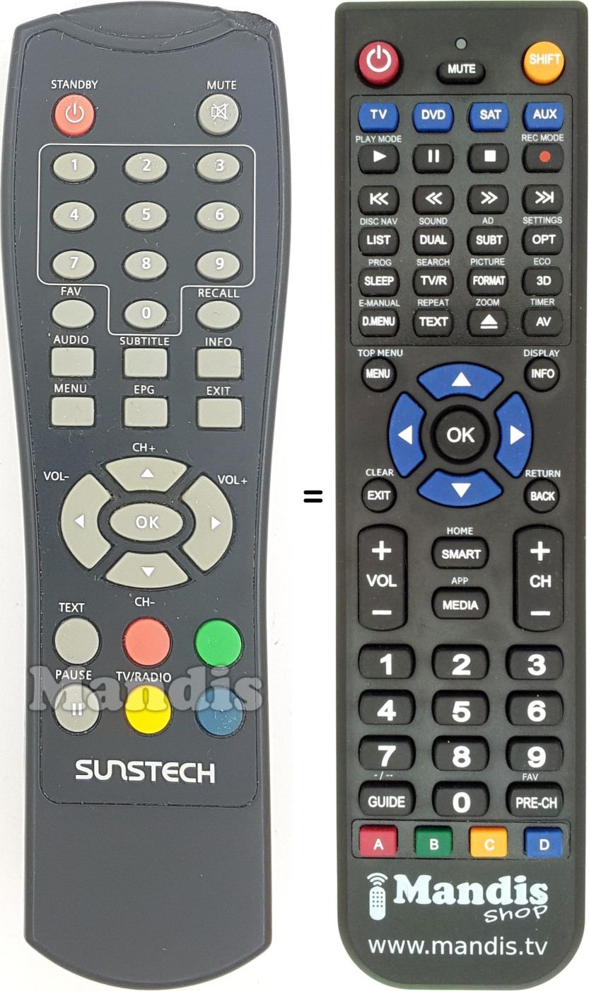 Replacement remote control SUN007