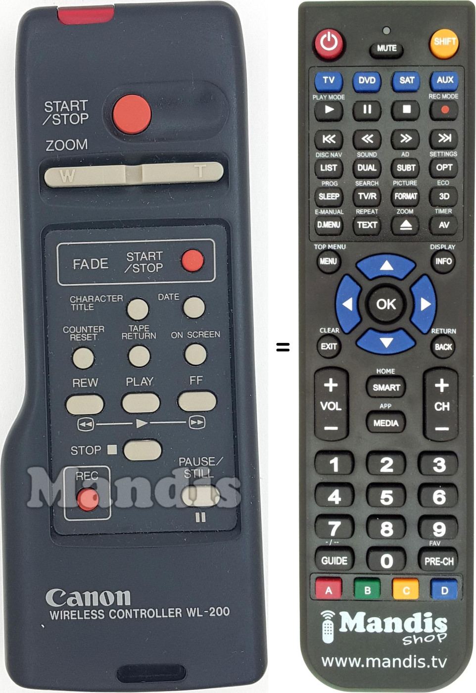 Replacement remote control WL-200