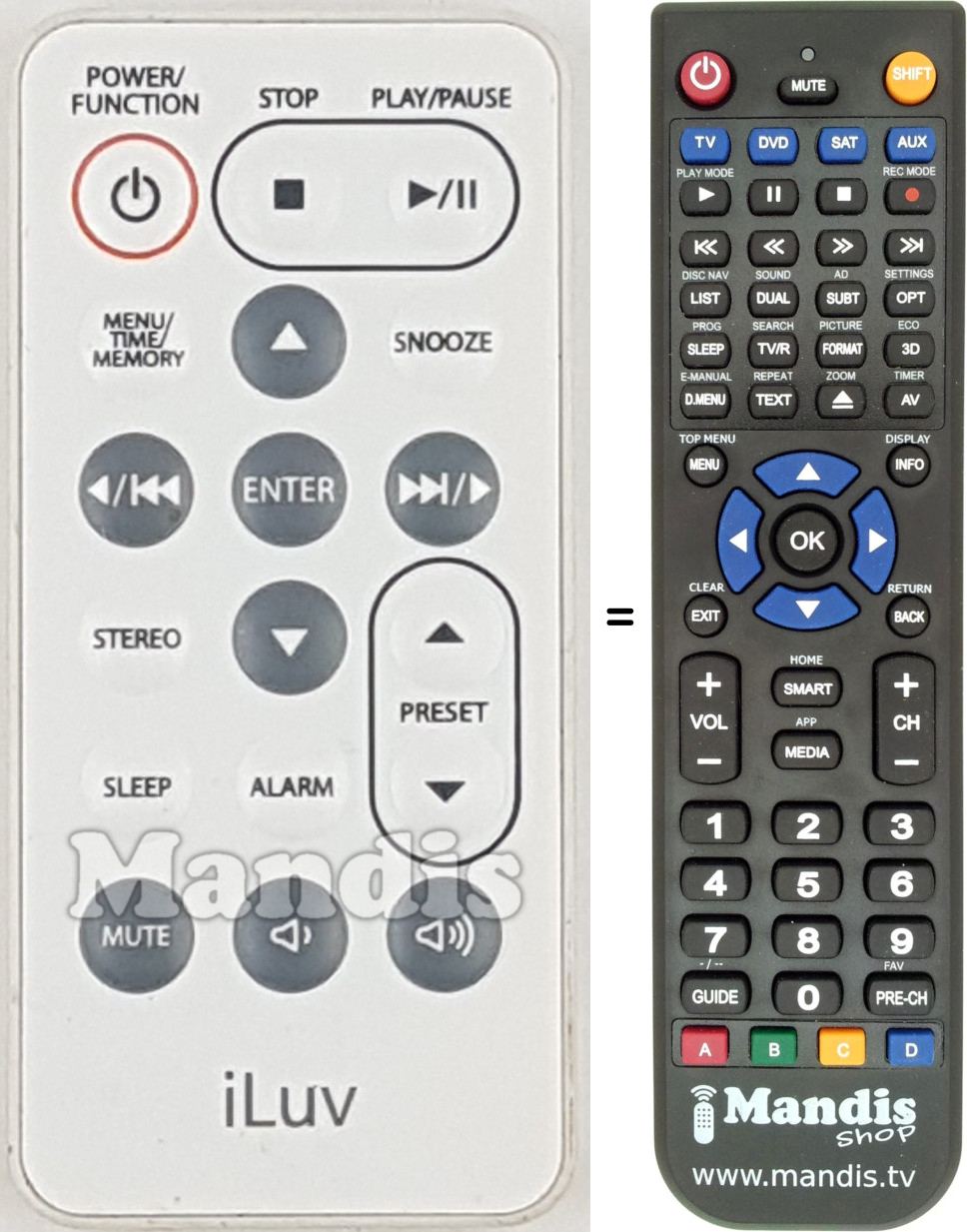 Replacement remote control i166