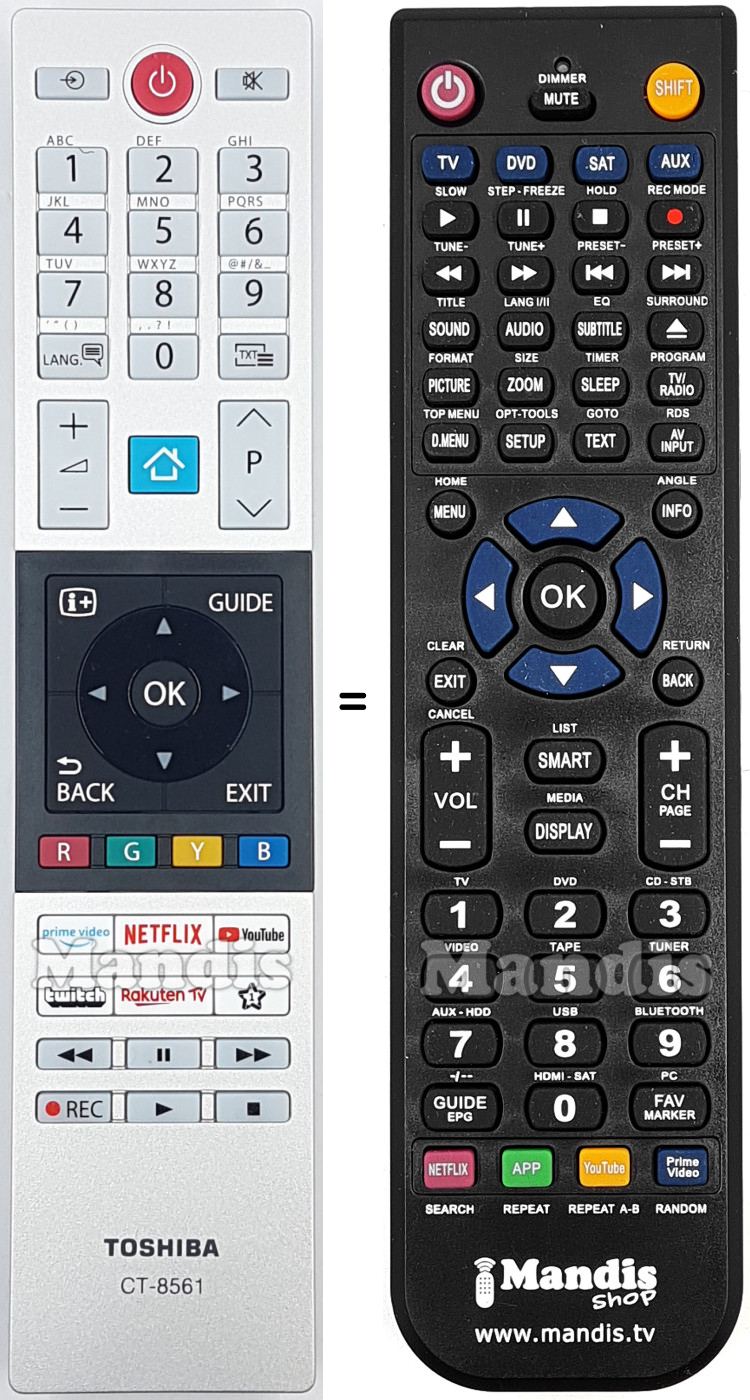 Replacement remote control Toshiba CT-8561