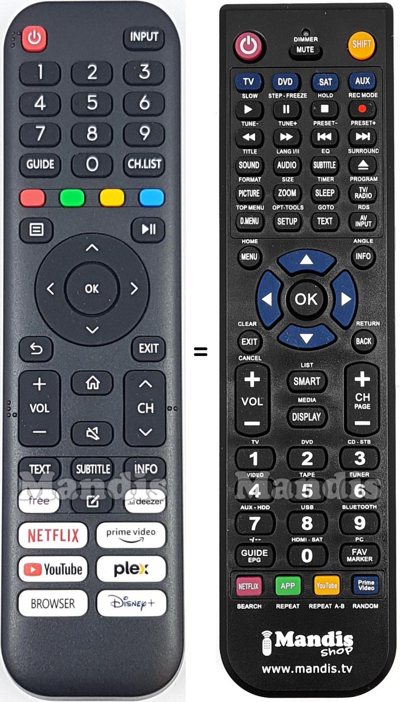 Gleichwertige Fernbedienung JVC RC45250