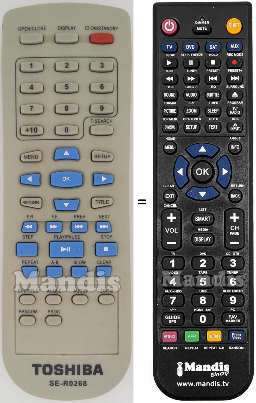 Gleichwertige Fernbedienung Toshiba SE-R0268