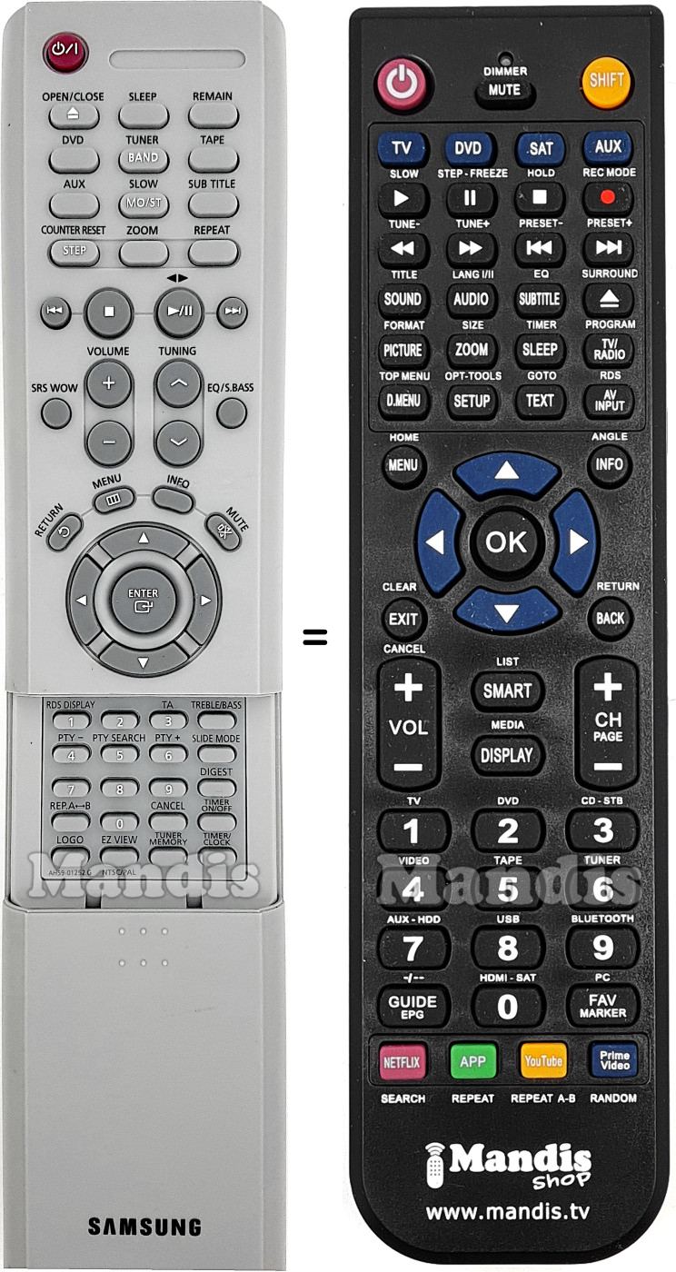 Gleichwertige Fernbedienung Samsung AH59-01252G