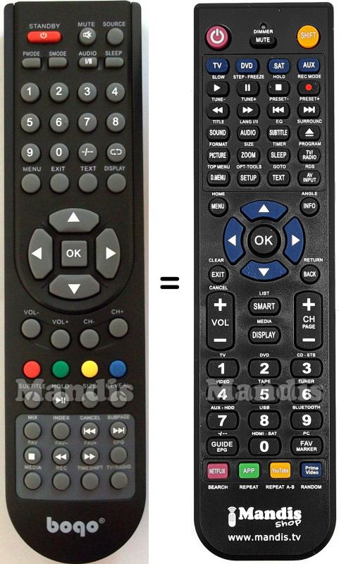 Replacement remote control VD Tech Bogo001