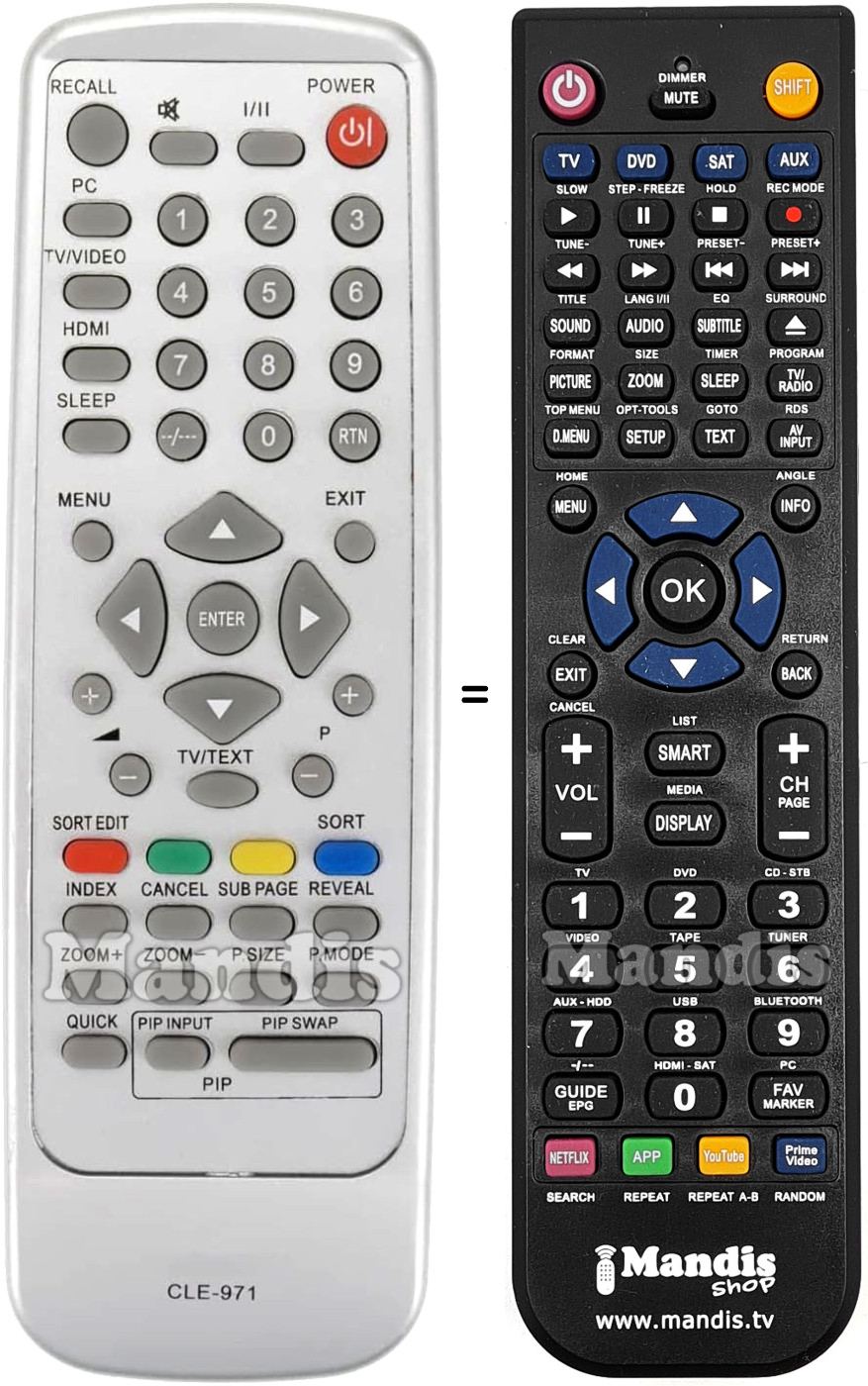 Gleichwertige Fernbedienung Hitachi CLE-971