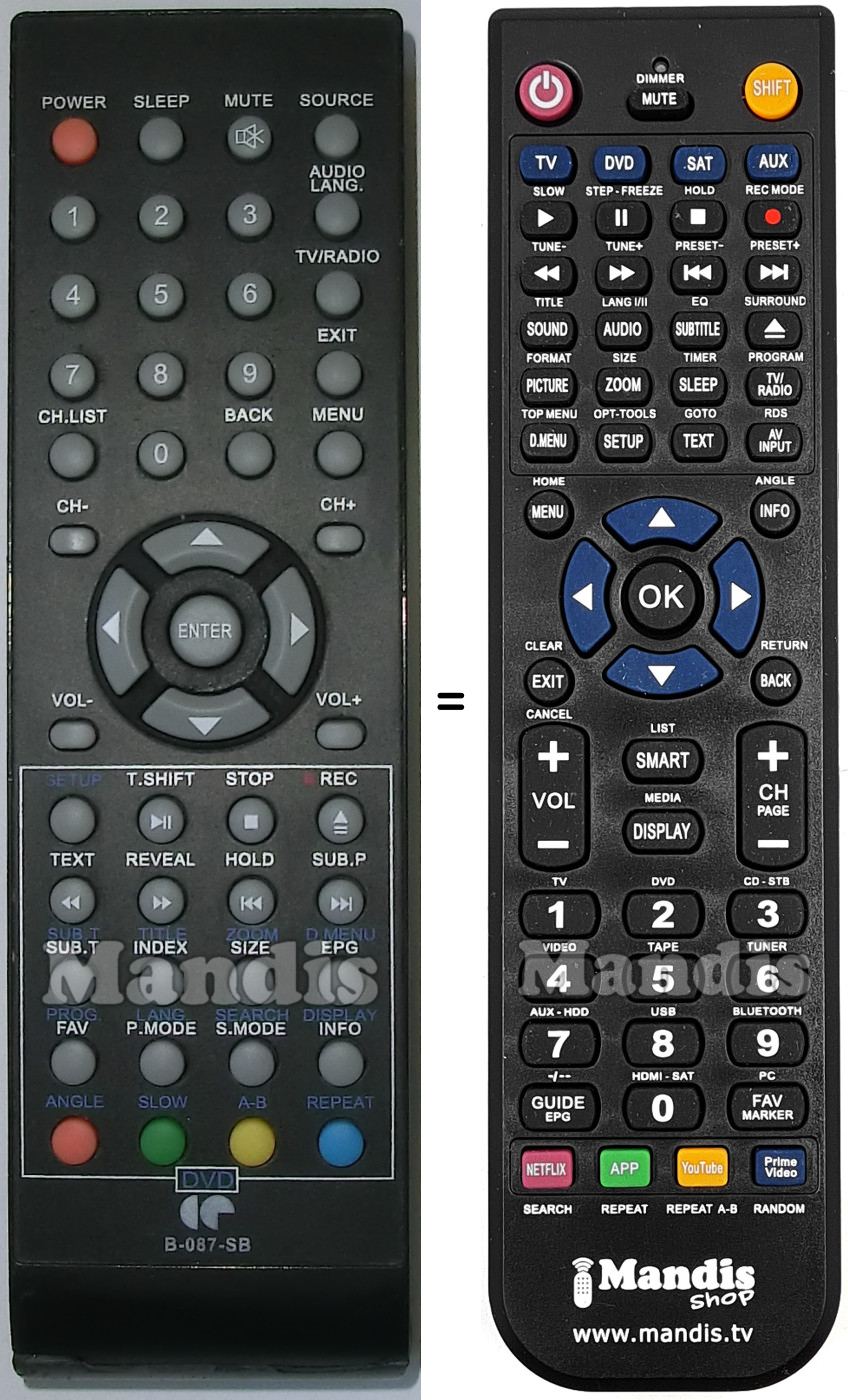 Replacement remote control B-087-SB