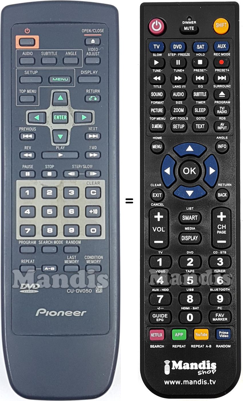 Replacement remote control Pioneer CU-DV050