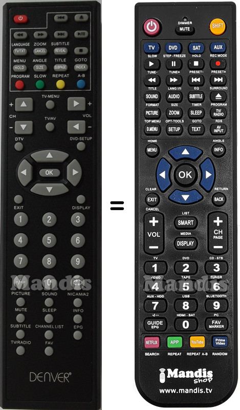 Replacement remote control Dangaard TFD2370DVBT