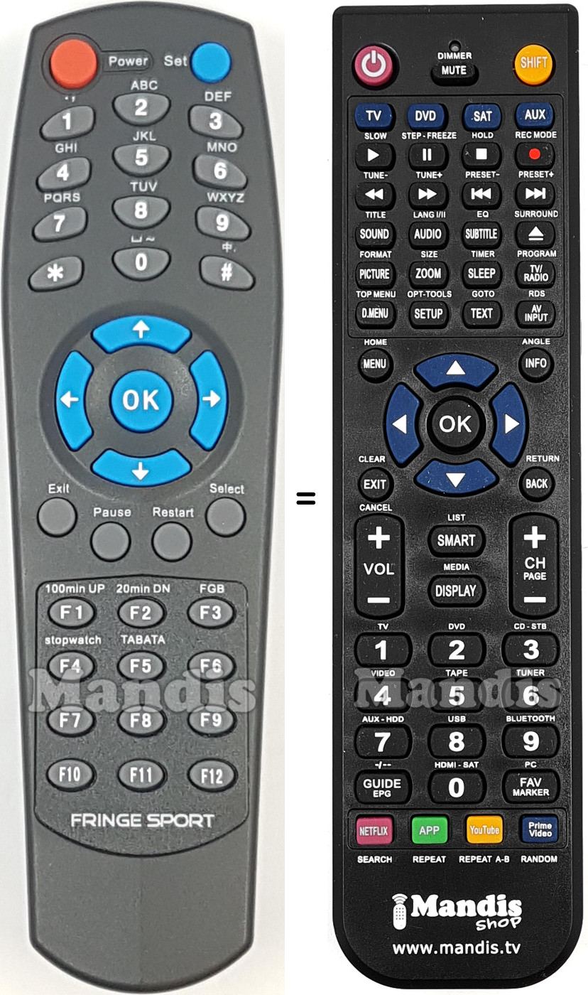 Gleichwertige Fernbedienung Fringe Sport FS001