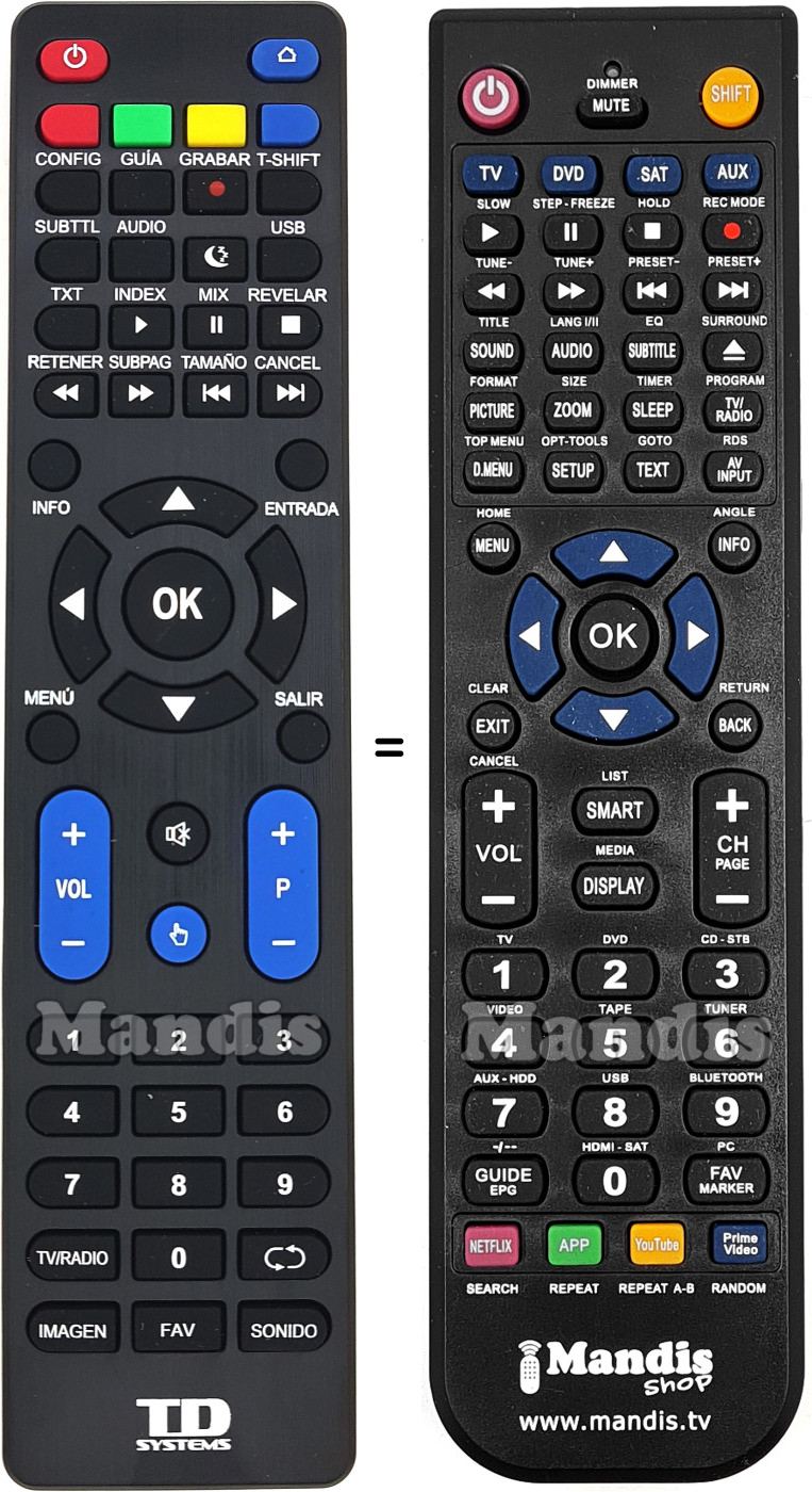 Replacement remote control TD Systems K50DLY8US