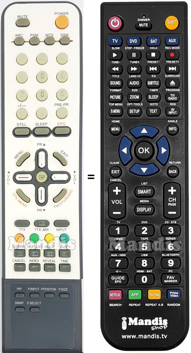 Gleichwertige Fernbedienung Kiamo LCD42HDTK