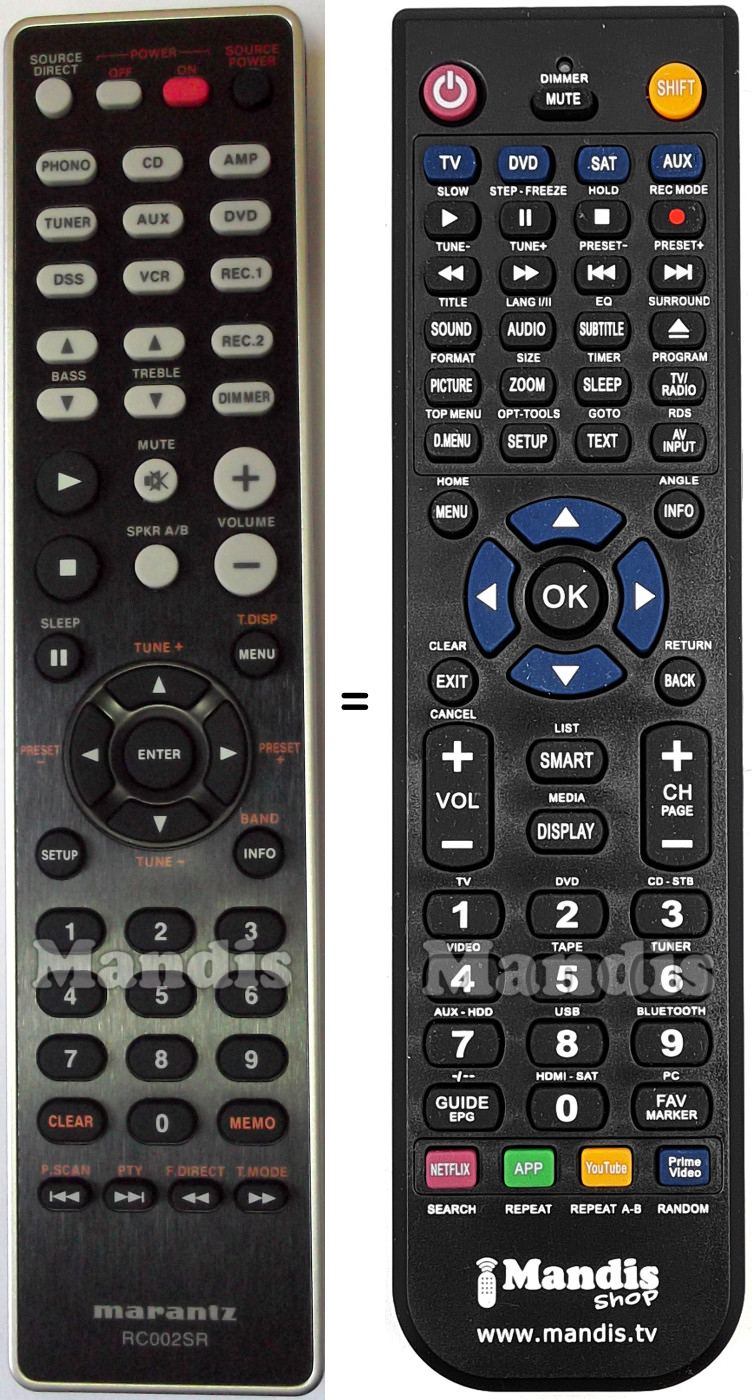 Replacement remote control Marantz RC002SR