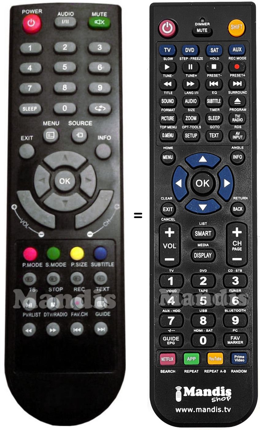 Replacement remote control MOBILE TV Mob001