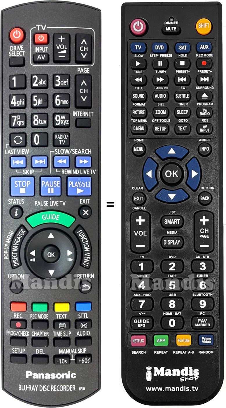 Gleichwertige Fernbedienung Panasonic N2QAYB000982