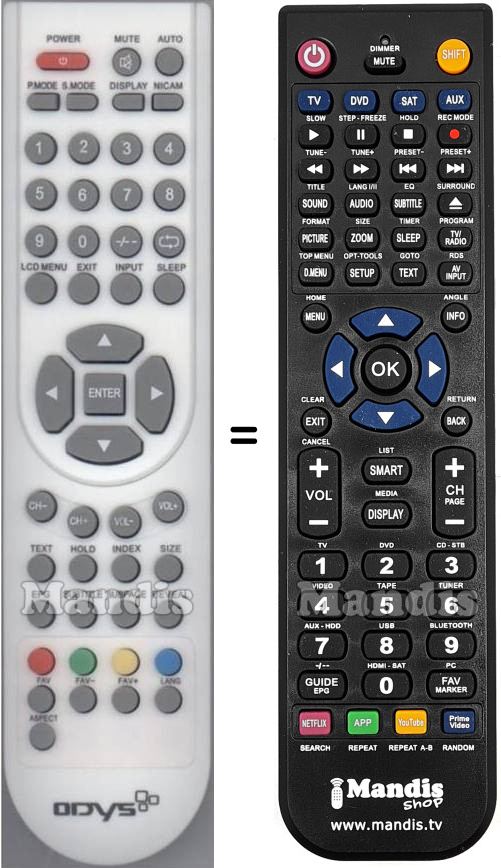 Replacement remote control LCDTVCINEMA22PURE