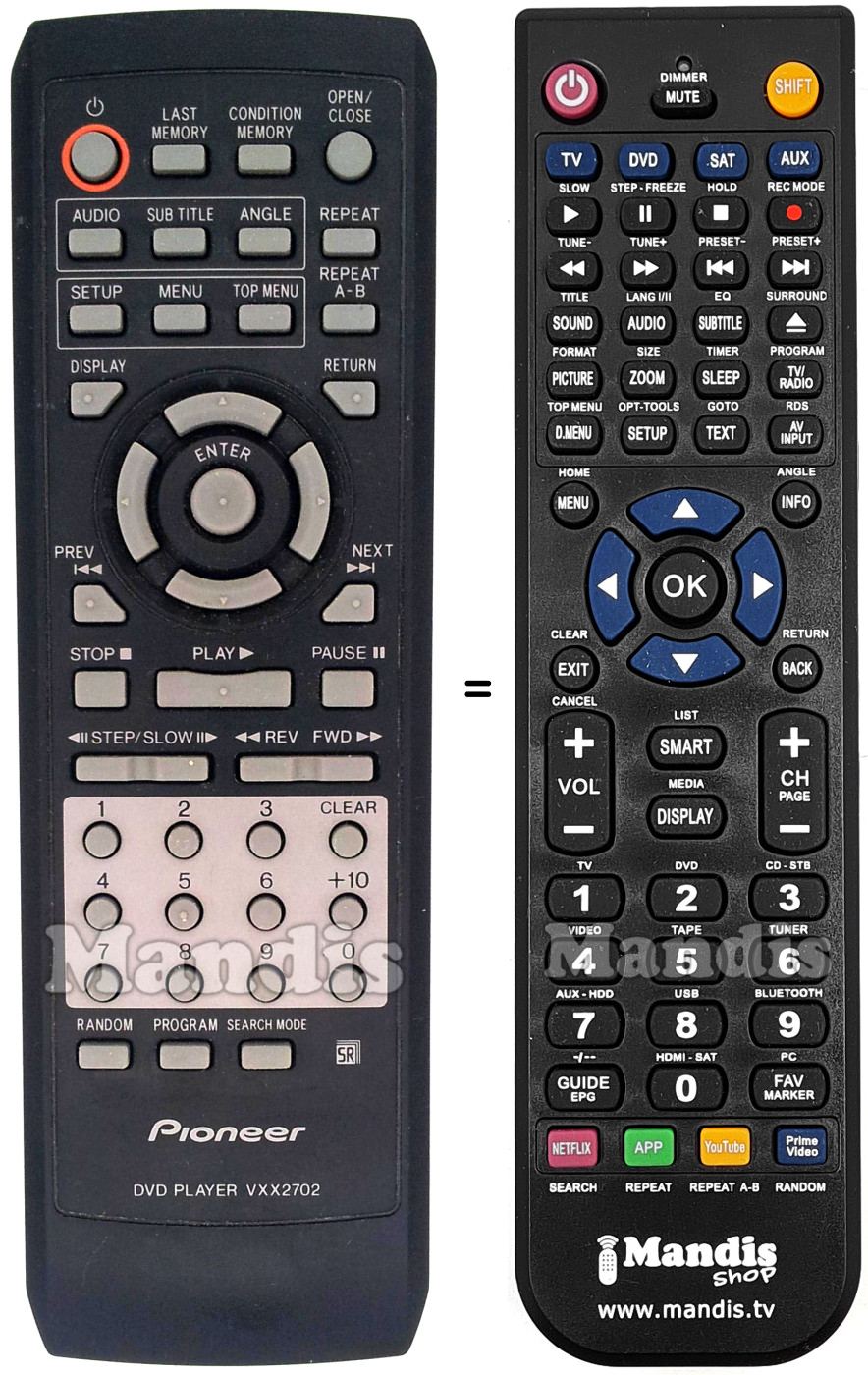 Gleichwertige Fernbedienung Pioneer VXX2702