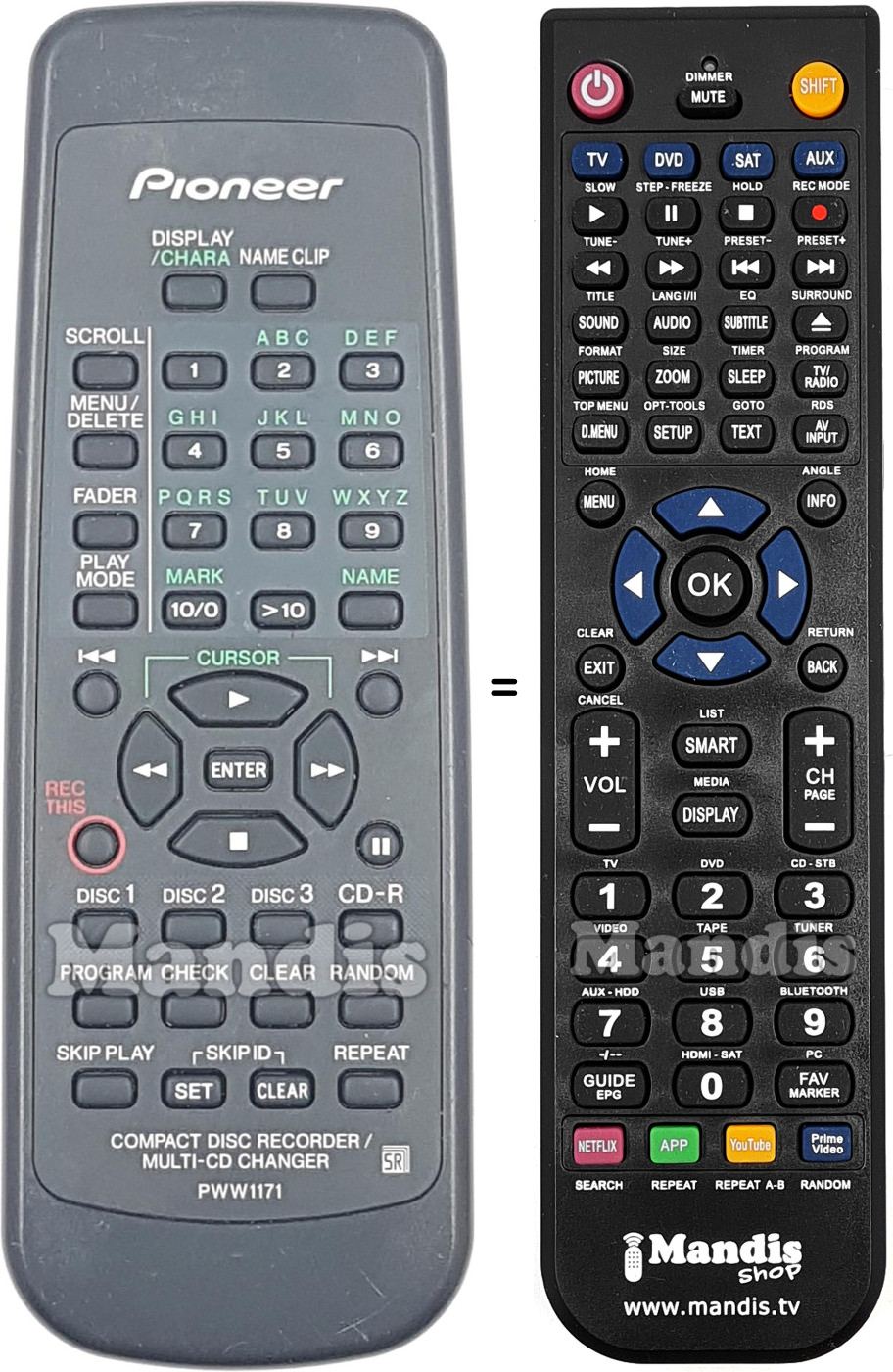 Replacement remote control PWW1171