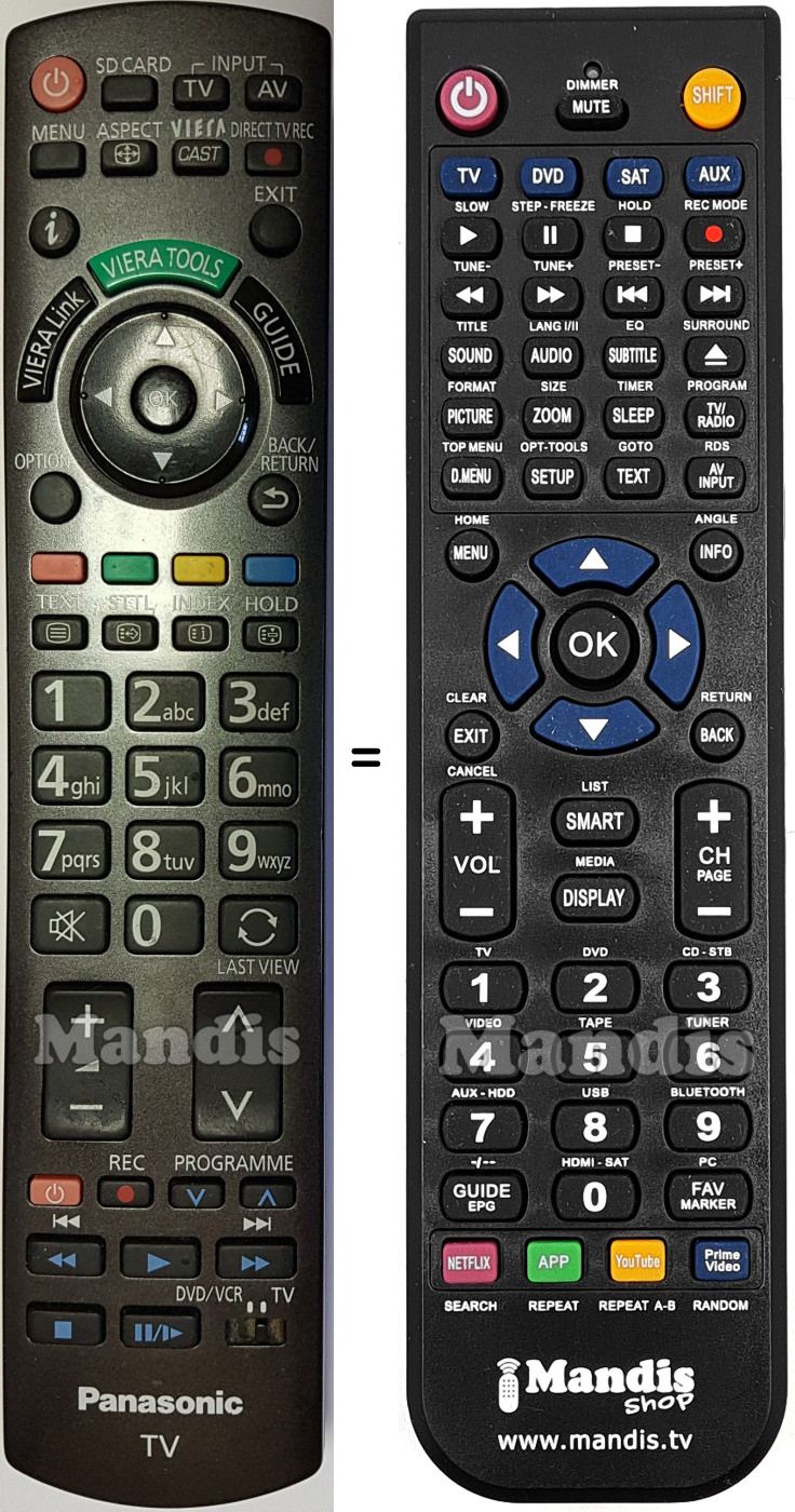 Gleichwertige Fernbedienung Panasonic N2QAYB000490