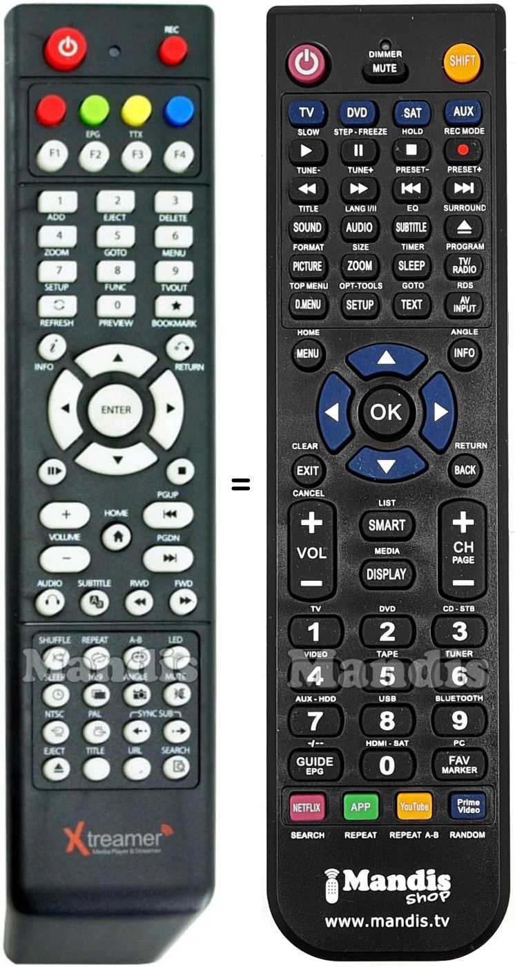 Replacement remote control XTREAMER PRODIGY