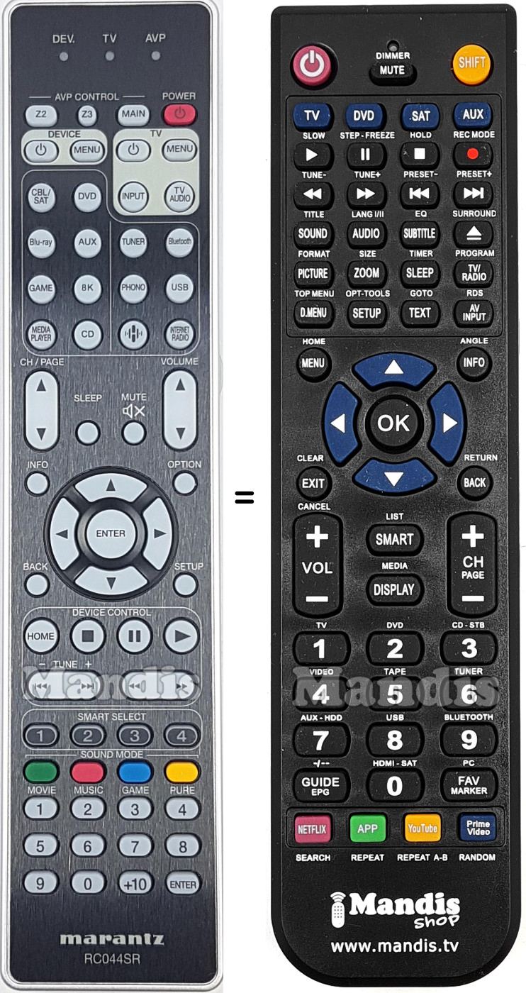 Gleichwertige Fernbedienung Marantz RC-044SR