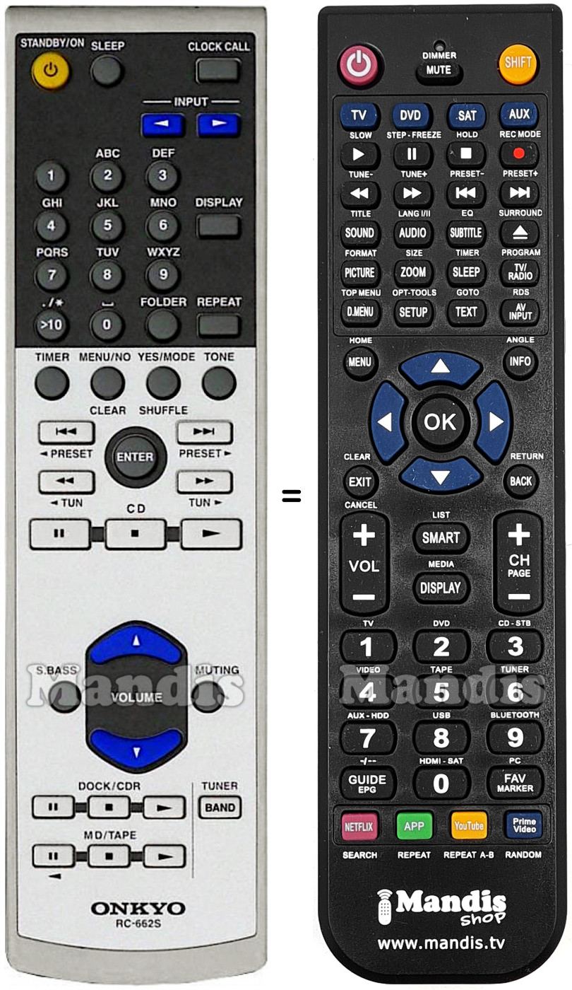 Replacement remote control Onkyo RC-662S