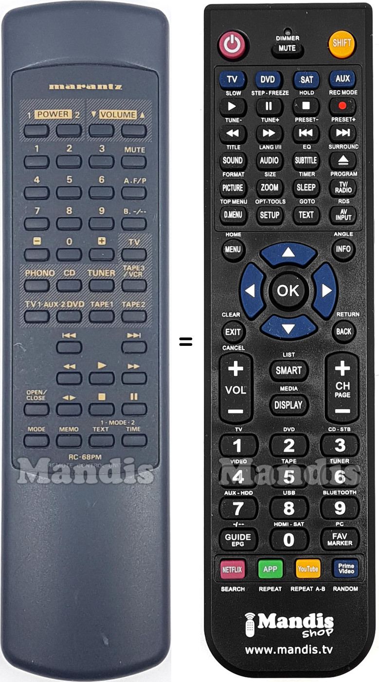 Gleichwertige Fernbedienung RC-68PM