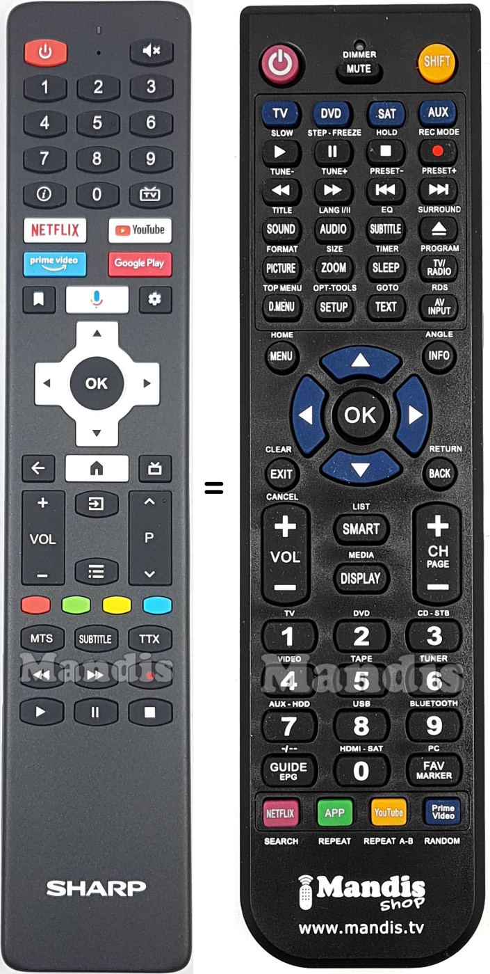 Gleichwertige Fernbedienung Sharp RC-ES02-EN27