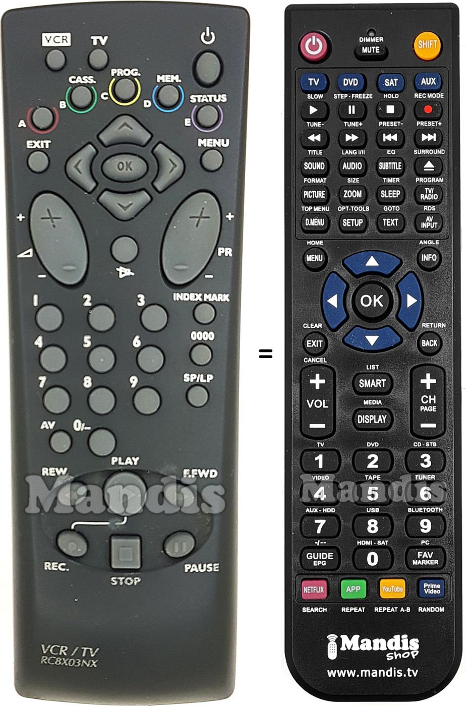 Replacement remote control Saba RC8X03NX