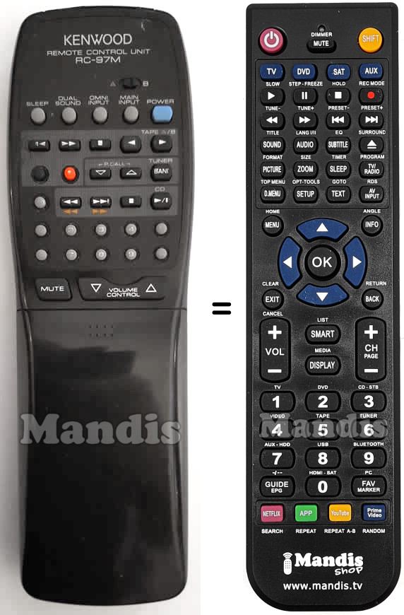 Replacement remote control Kenwood RC-97M