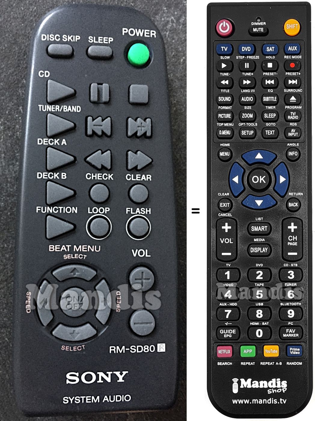 Replacement remote control RM-SD80