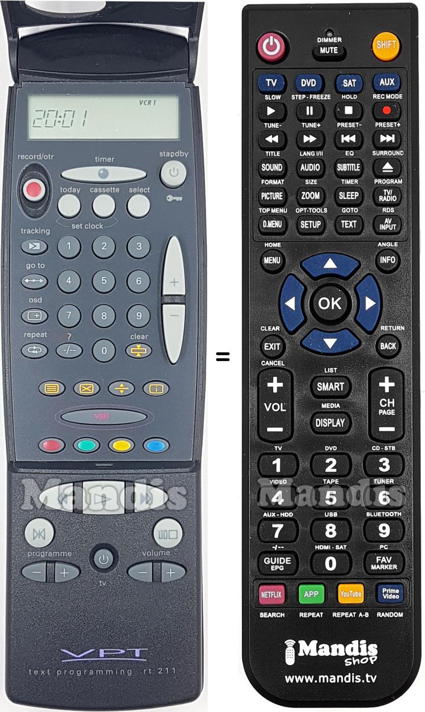 Replacement remote control MAGAVOX RT211-114