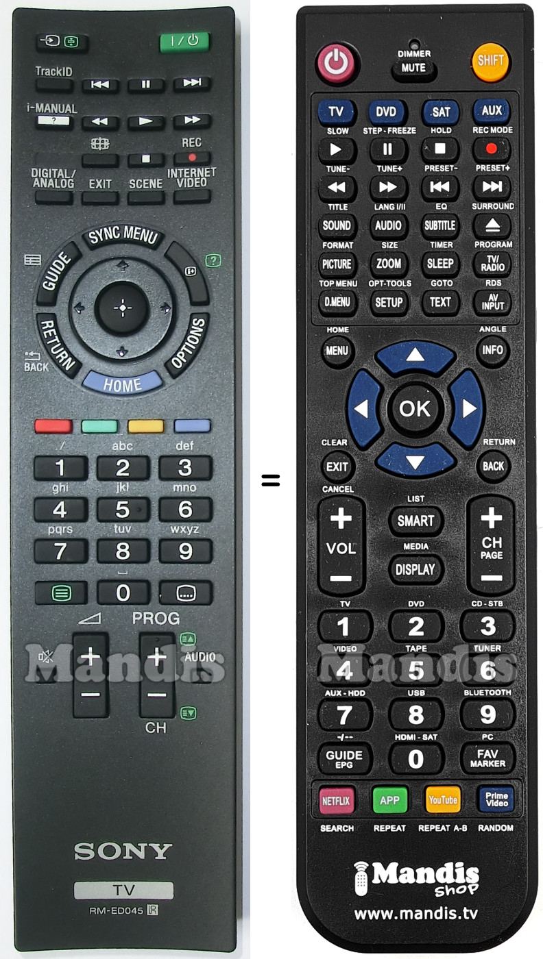 Replacement remote control Sony RM-ED045
