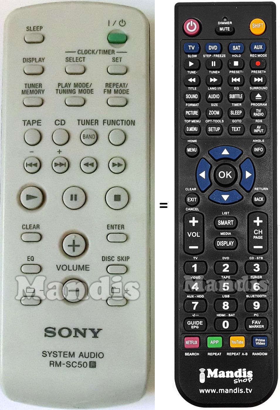 Replacement remote control Sony RM-SC50