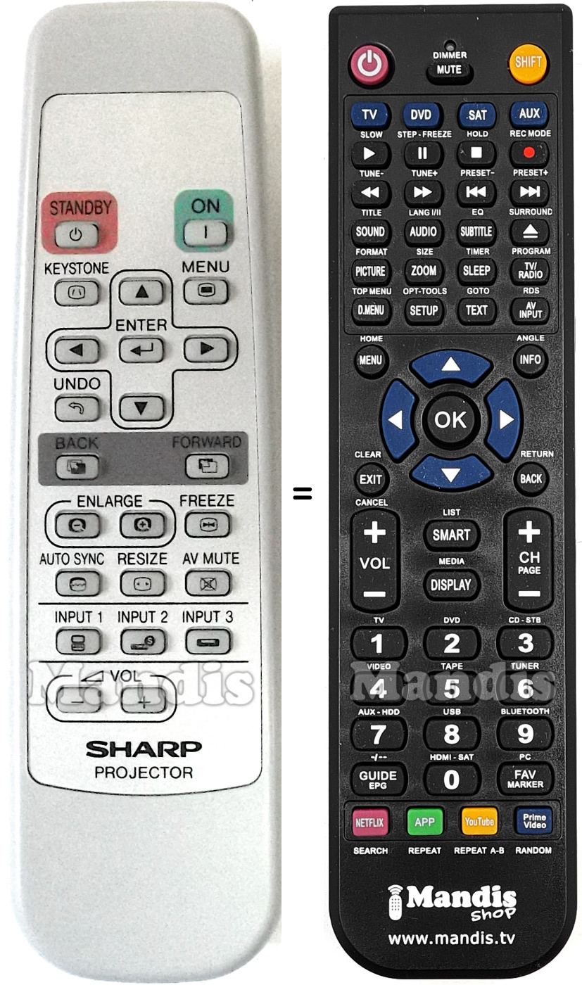 Replacement remote control Sharp RRMCGA187WJSA