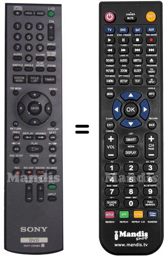 Gleichwertige Fernbedienung Sony RMTD246A