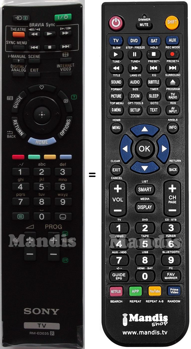 Replacement remote control Sony RM-ED035