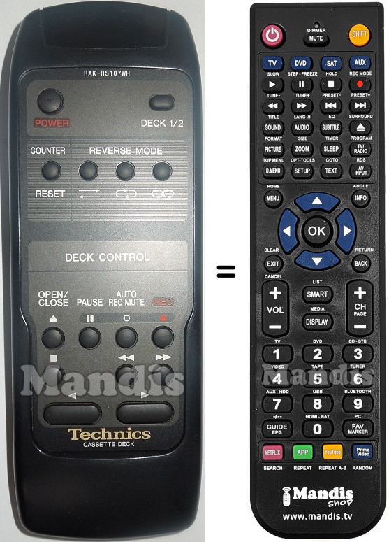 Replacement remote control Technics RAK-RS107WH