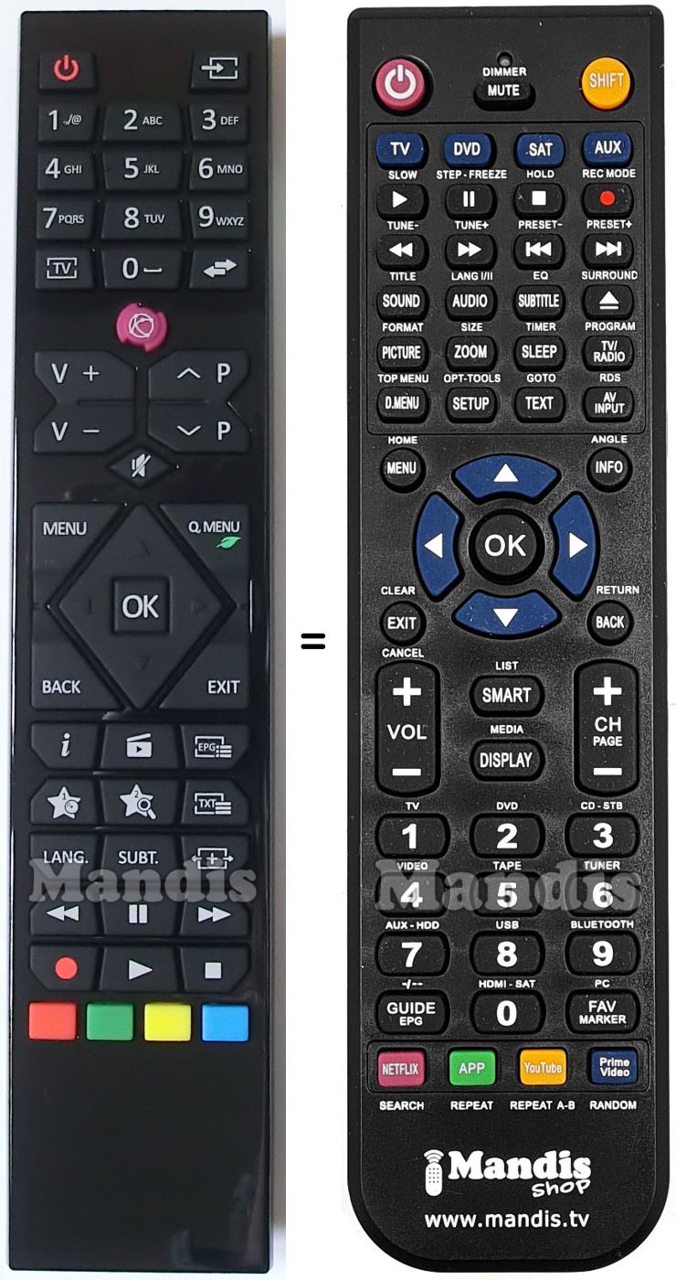 Replacement remote control Toshiba RCA48105