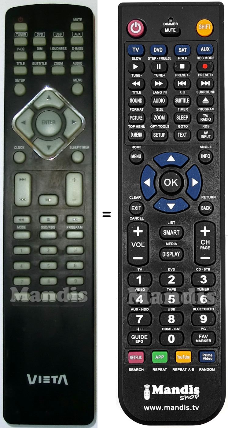 Replacement remote control VIETA VIE001