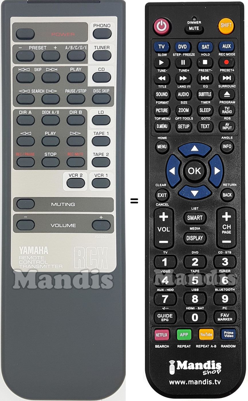 Gleichwertige Fernbedienung Yamaha VQ08630