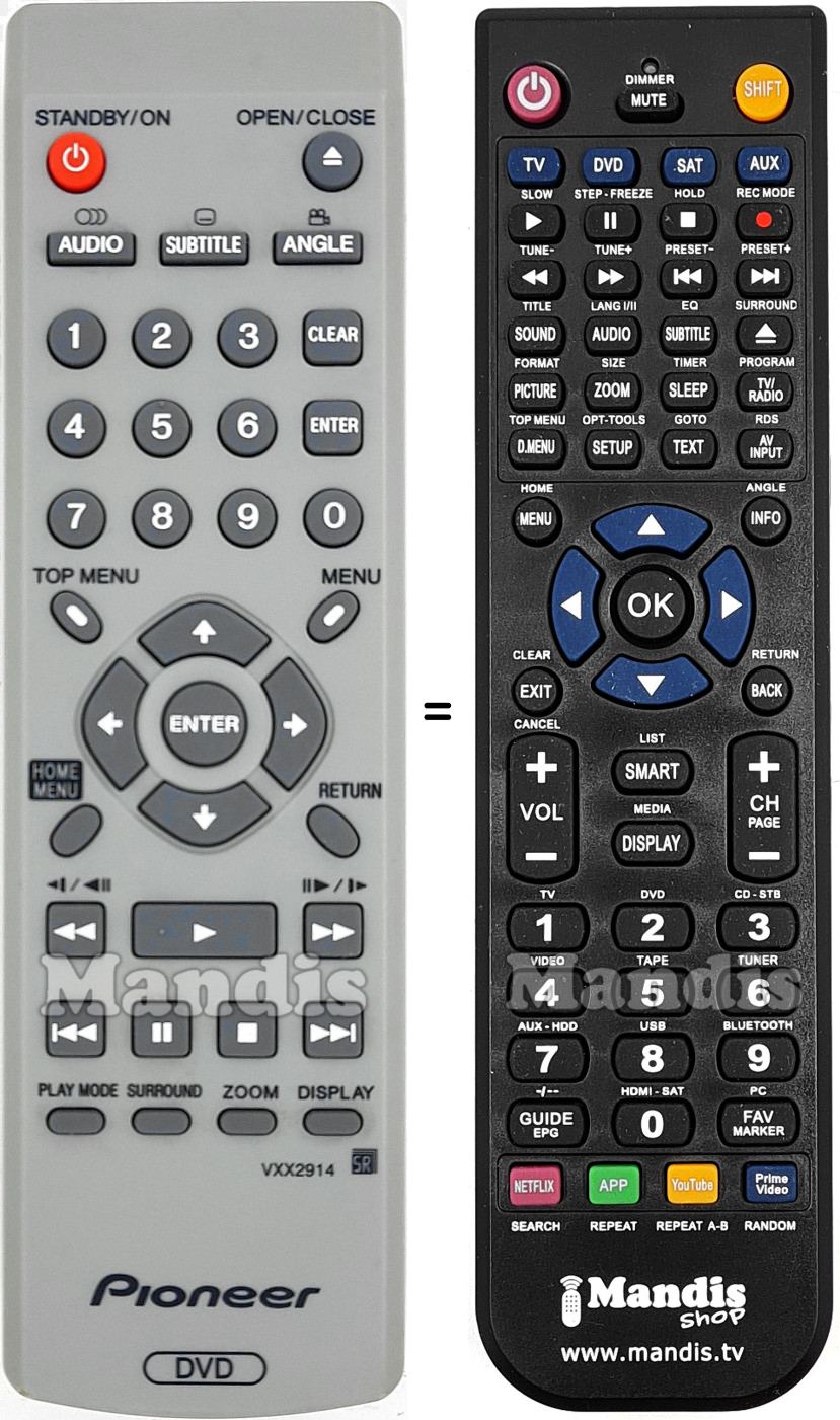 Replacement remote control Pioneer VXX2914