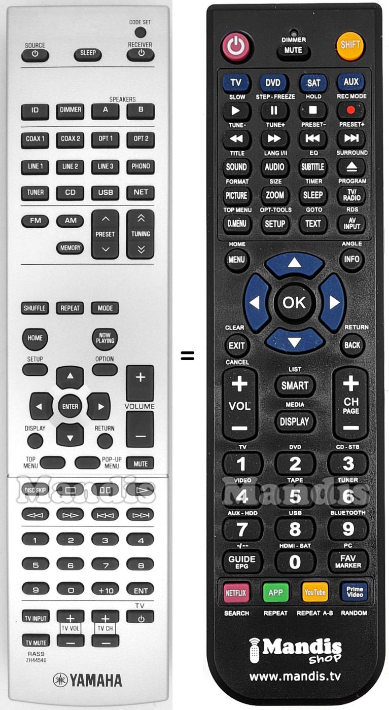 Replacement remote control Yamaha RAS9