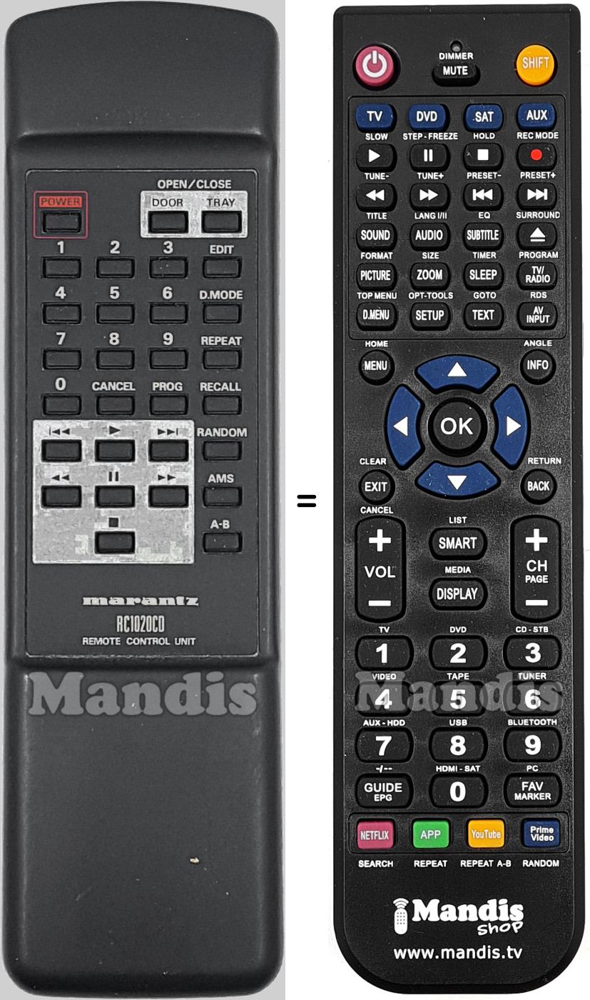 Replacement remote control Marantz RC1020CD